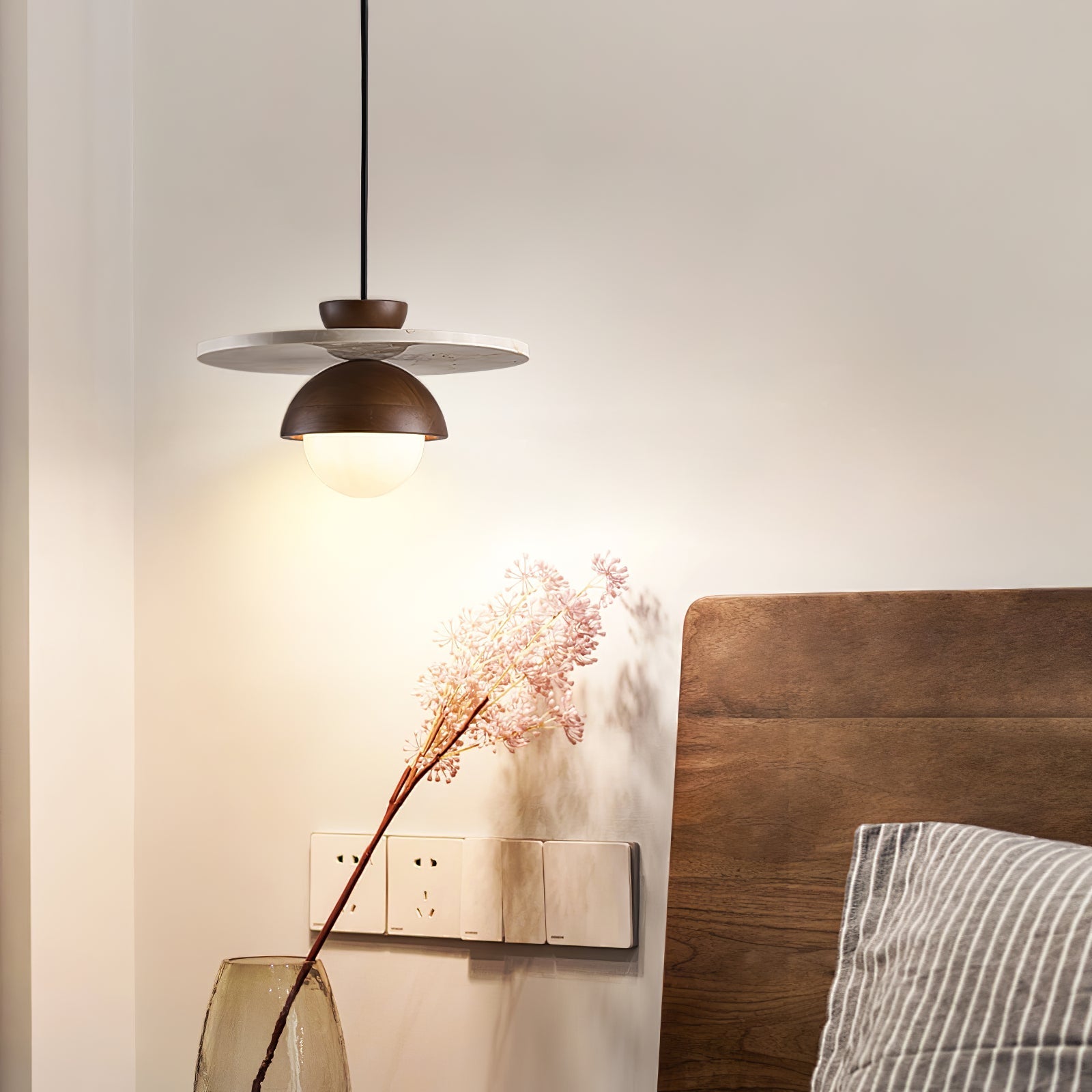 Solara Travertine Glass Pendant Light