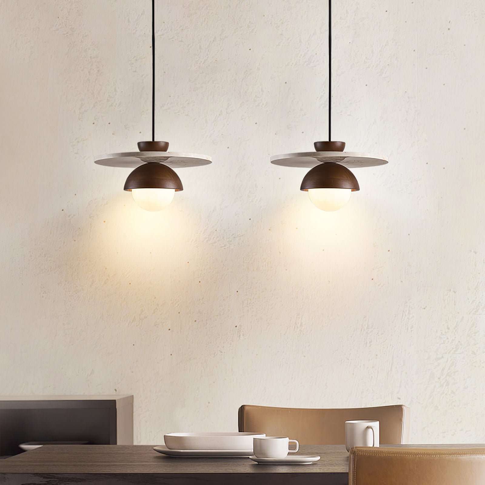 Solara Travertine Glass Pendant Light