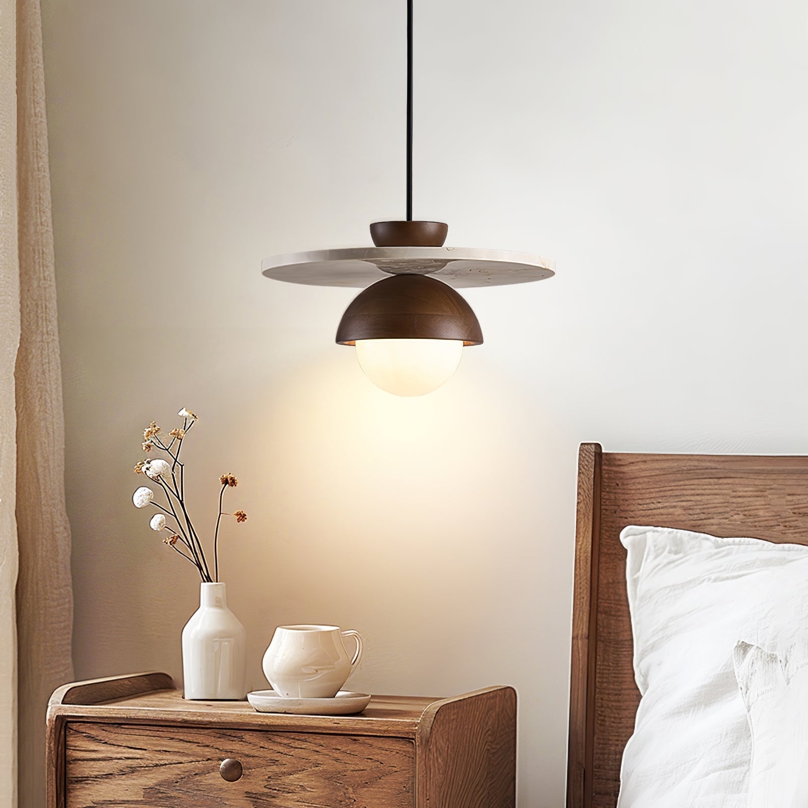 Solara Travertine Glass Pendant Light