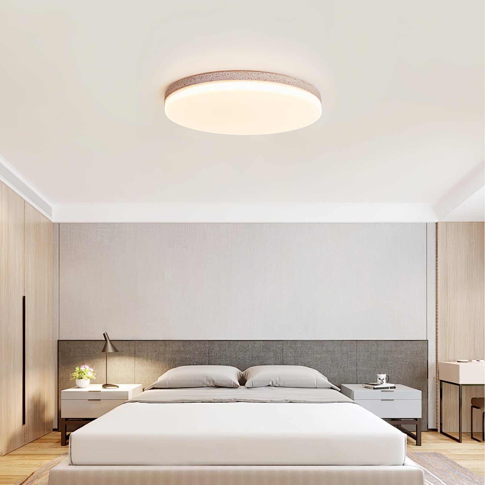 Lunara Travertine Flush Ceiling Light