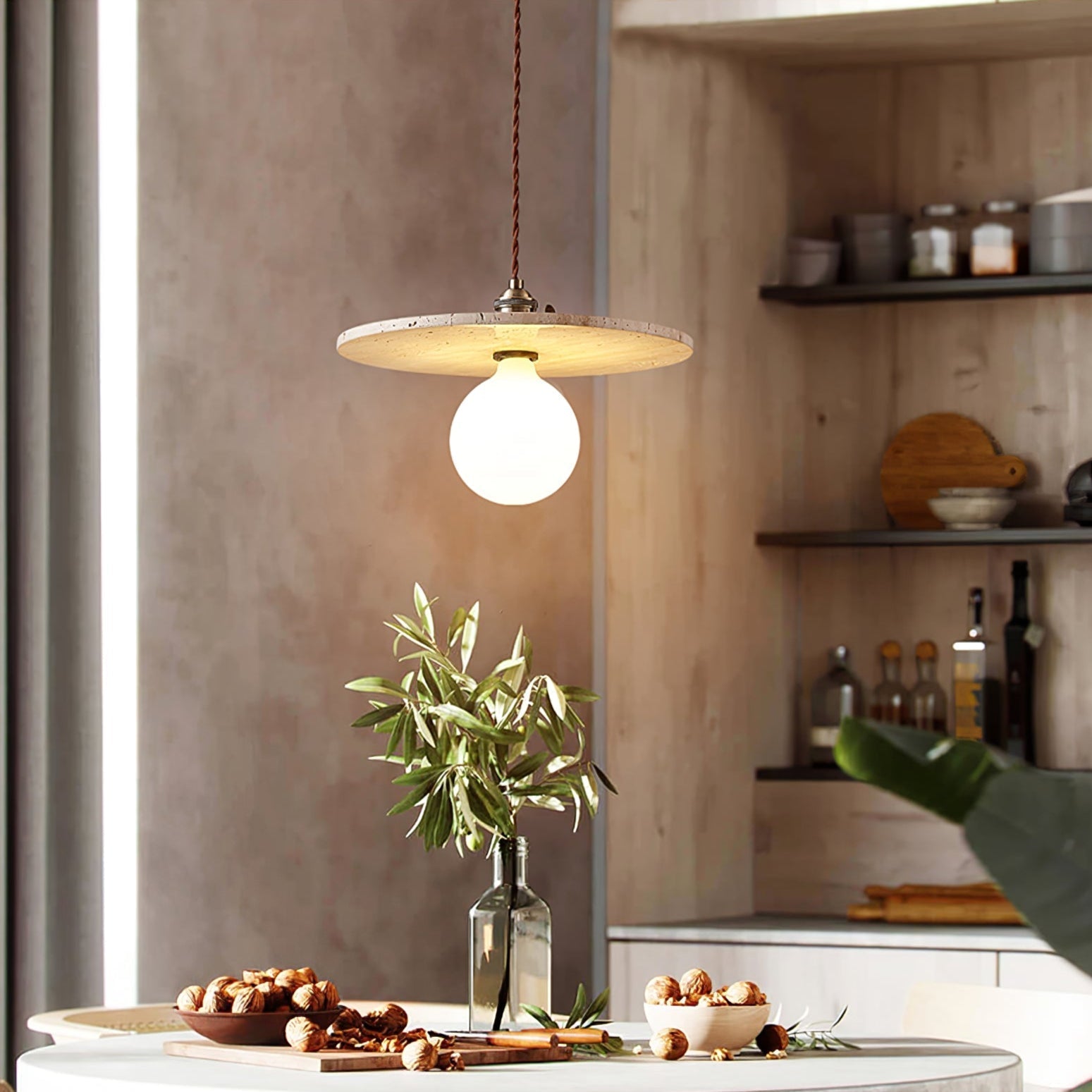Lunaro Travertine Pendant Light