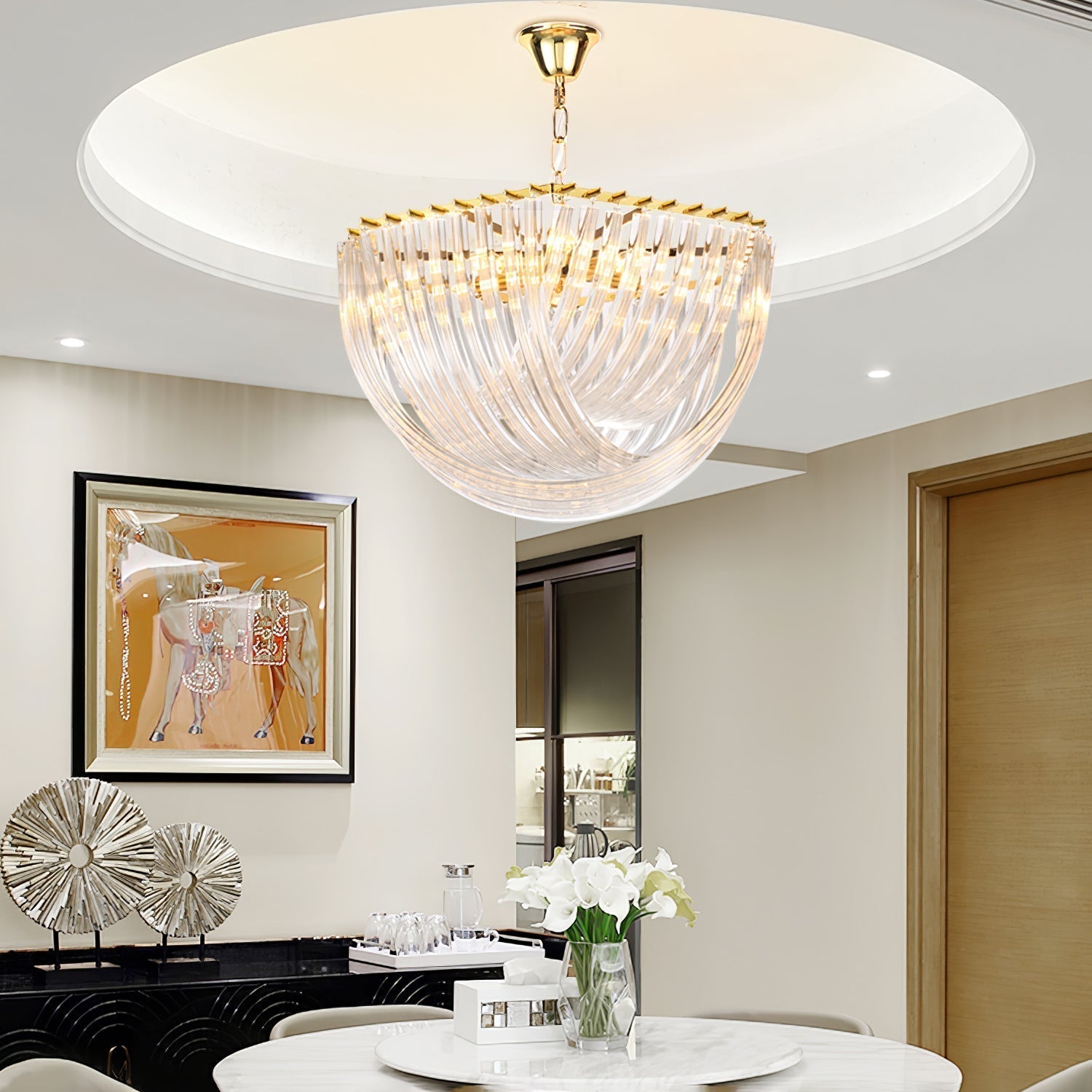 Cyrilla Curved Glass Chandelier