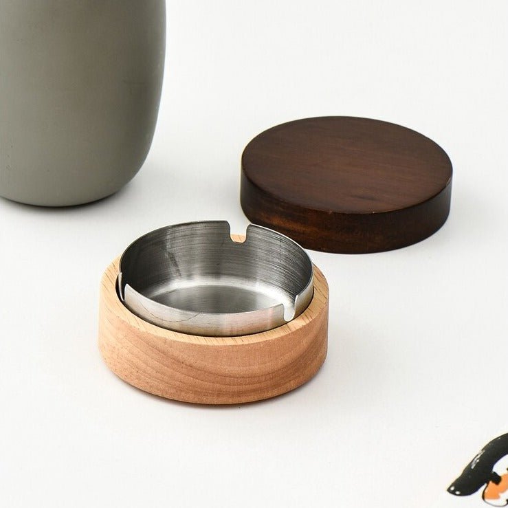 Handcrafted Two-Tone Wooden Ashtray