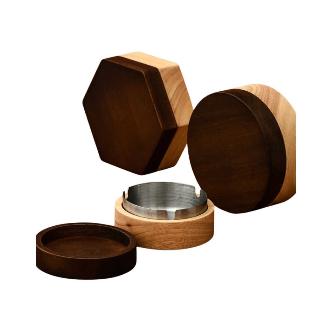 Handcrafted Two-Tone Wooden Ashtray