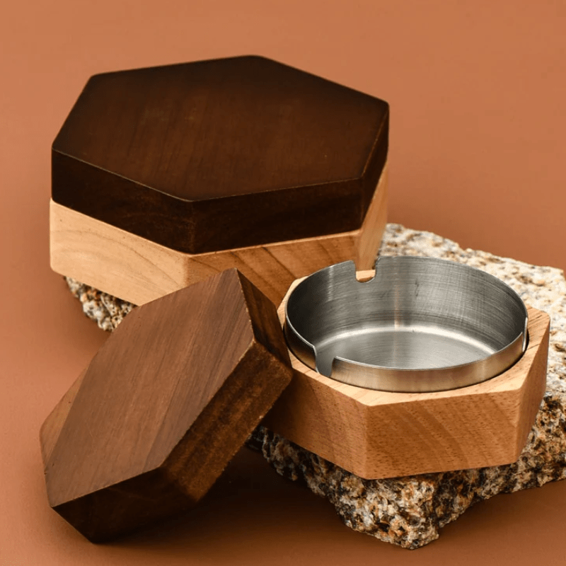 Handcrafted Two-Tone Wooden Ashtray