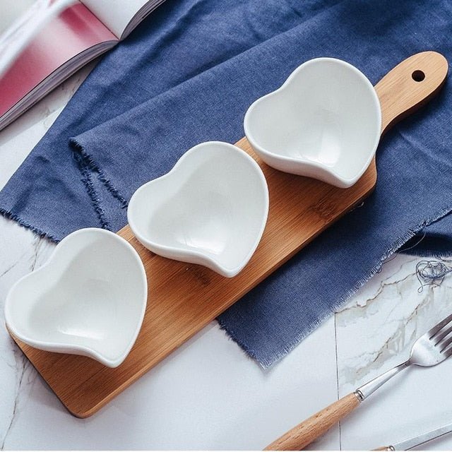 Wood & Ceramic Snack Serving Set