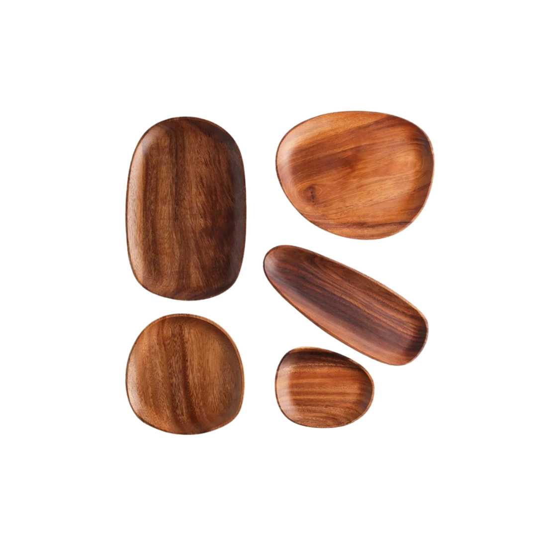 Sylvana Acacia Wood Serving Bowl Set | 5 Pieces for Snacks and Treats