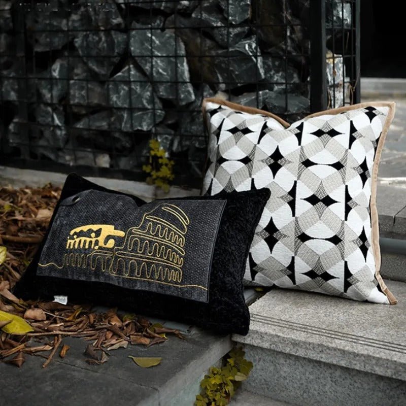 Designer Black Geometric Cushion Cover