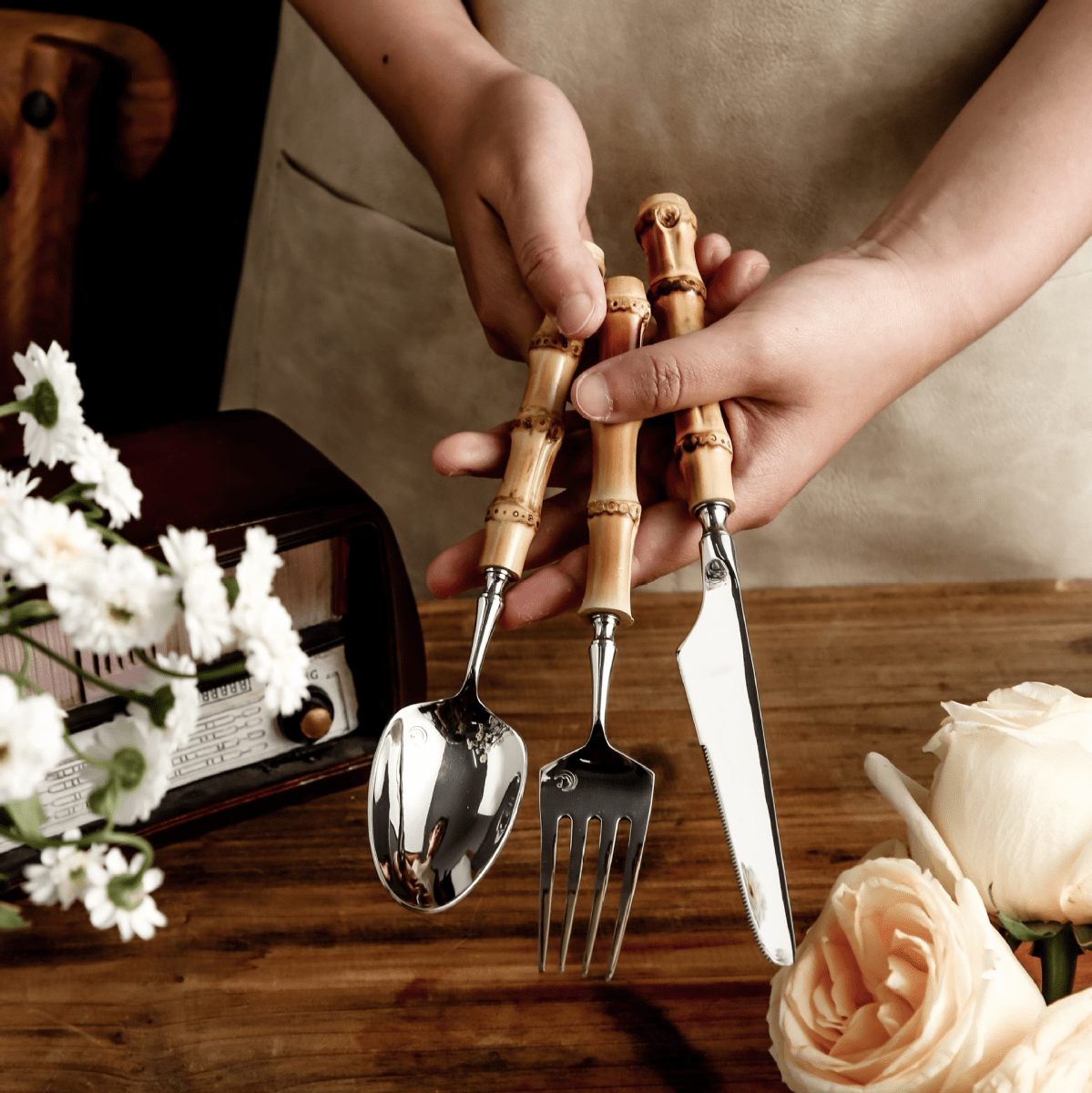 Mila’s Cutlery Set | Stainless Steel and Natural Bamboo Handles