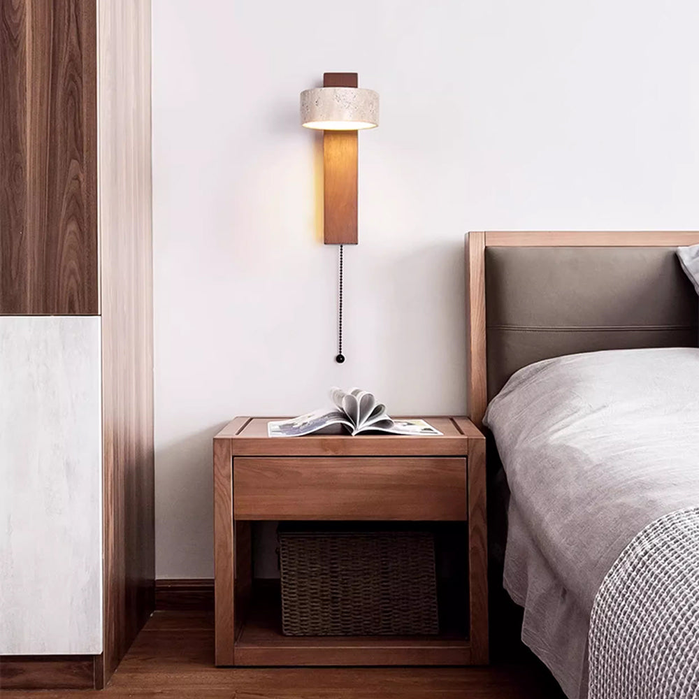 Olivia Travertine & Wood Wall Light