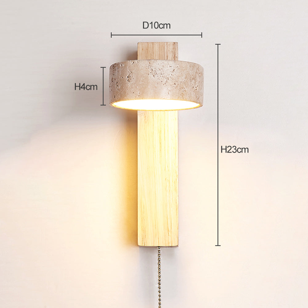 Olivia Travertine & Wood Wall Light