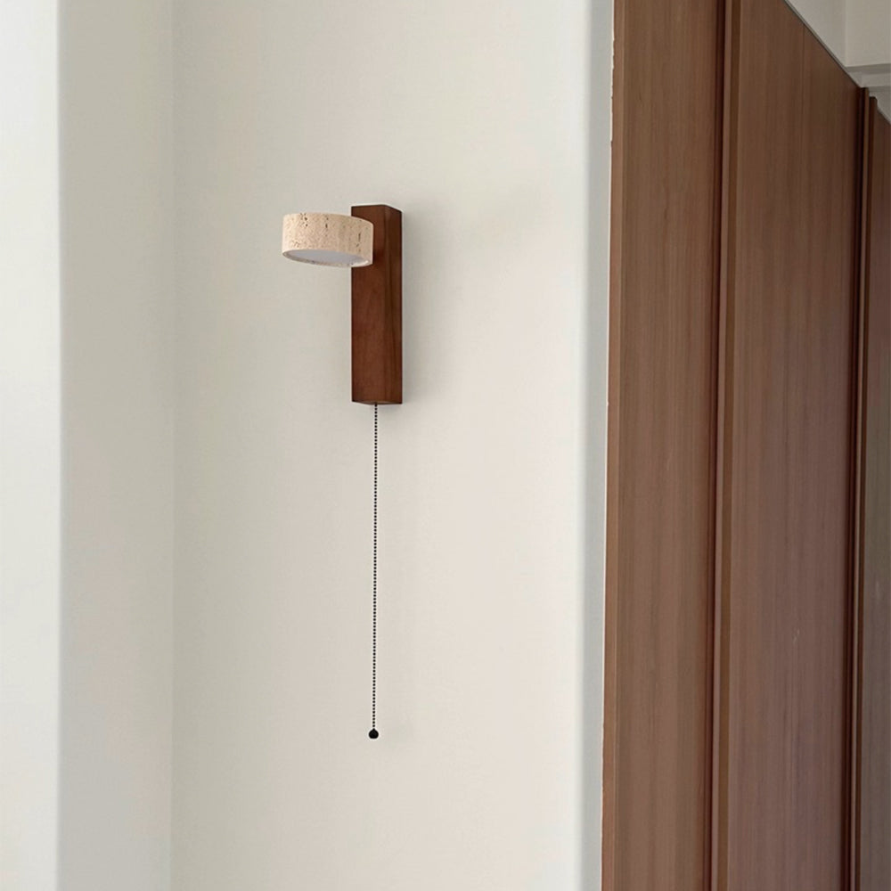 Olivia Travertine & Wood Wall Light