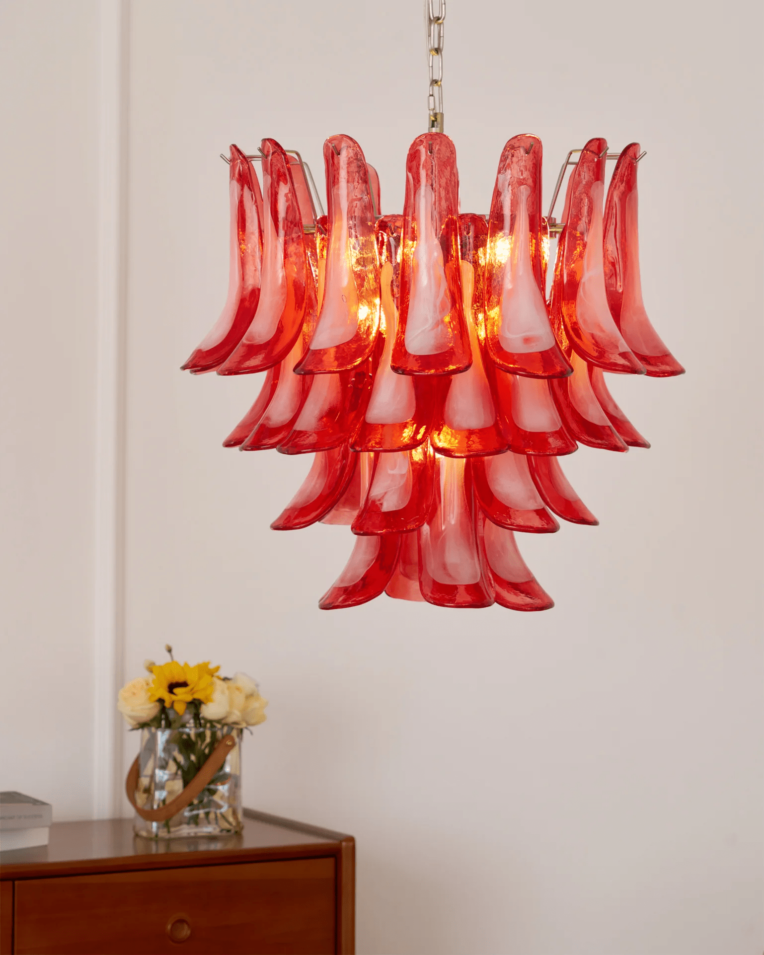 Vintage Crimson Petal Chandelier