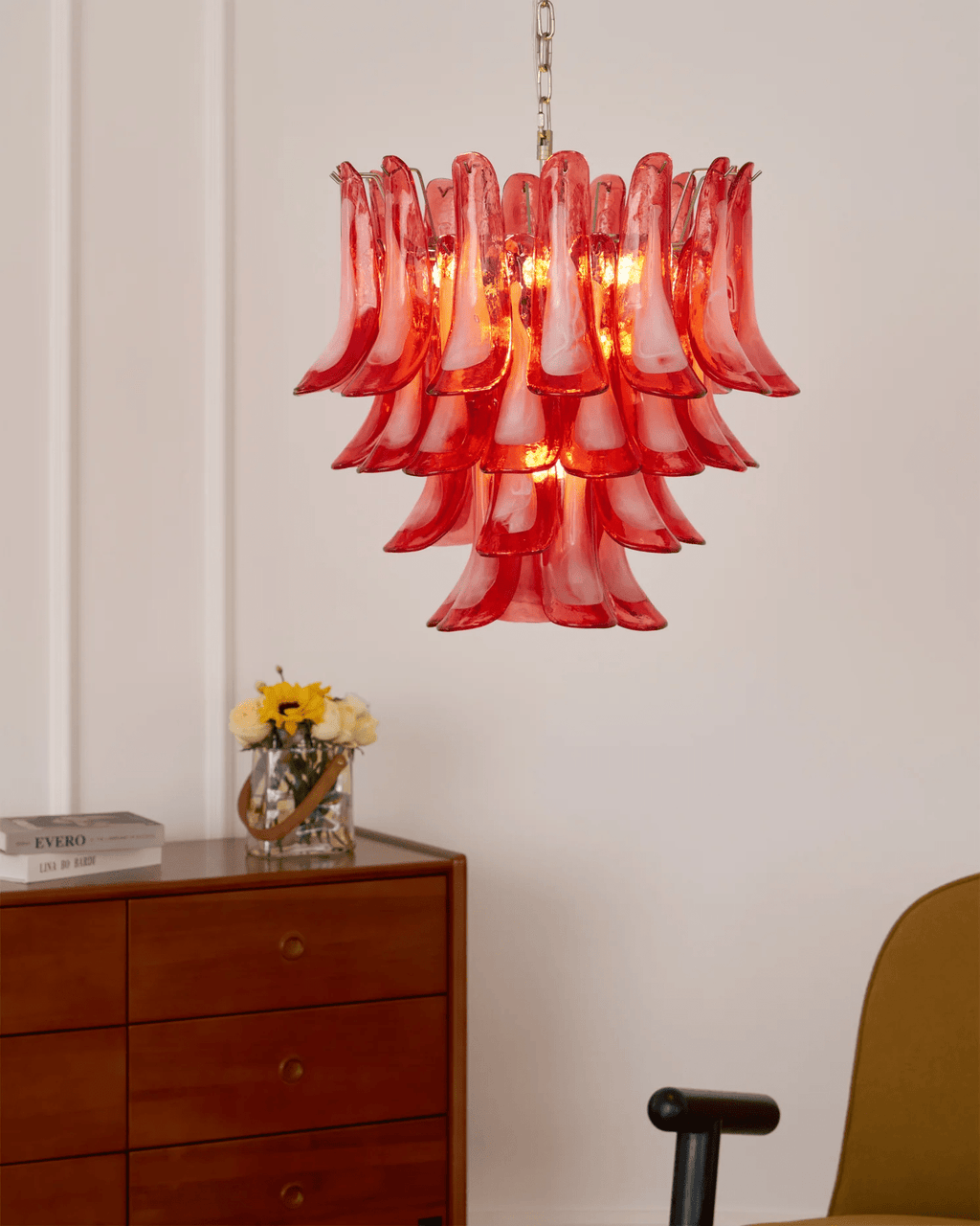 Vintage Crimson Petal Chandelier