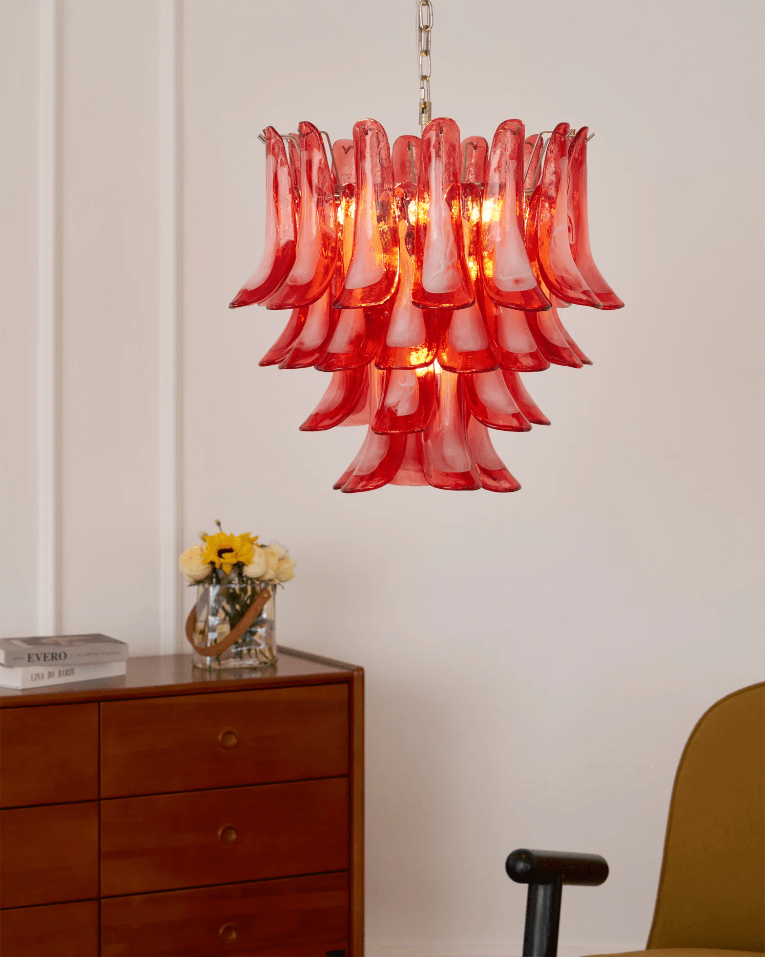Vintage Crimson Petal Chandelier