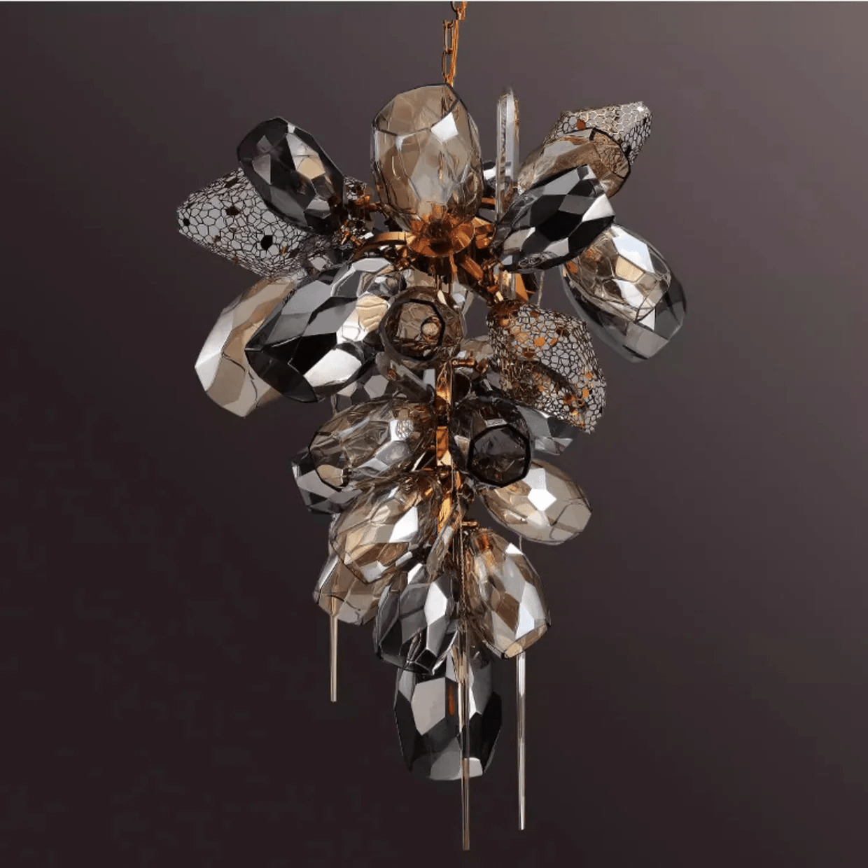 Vespera Smoked Crystal Cluster Chandelier