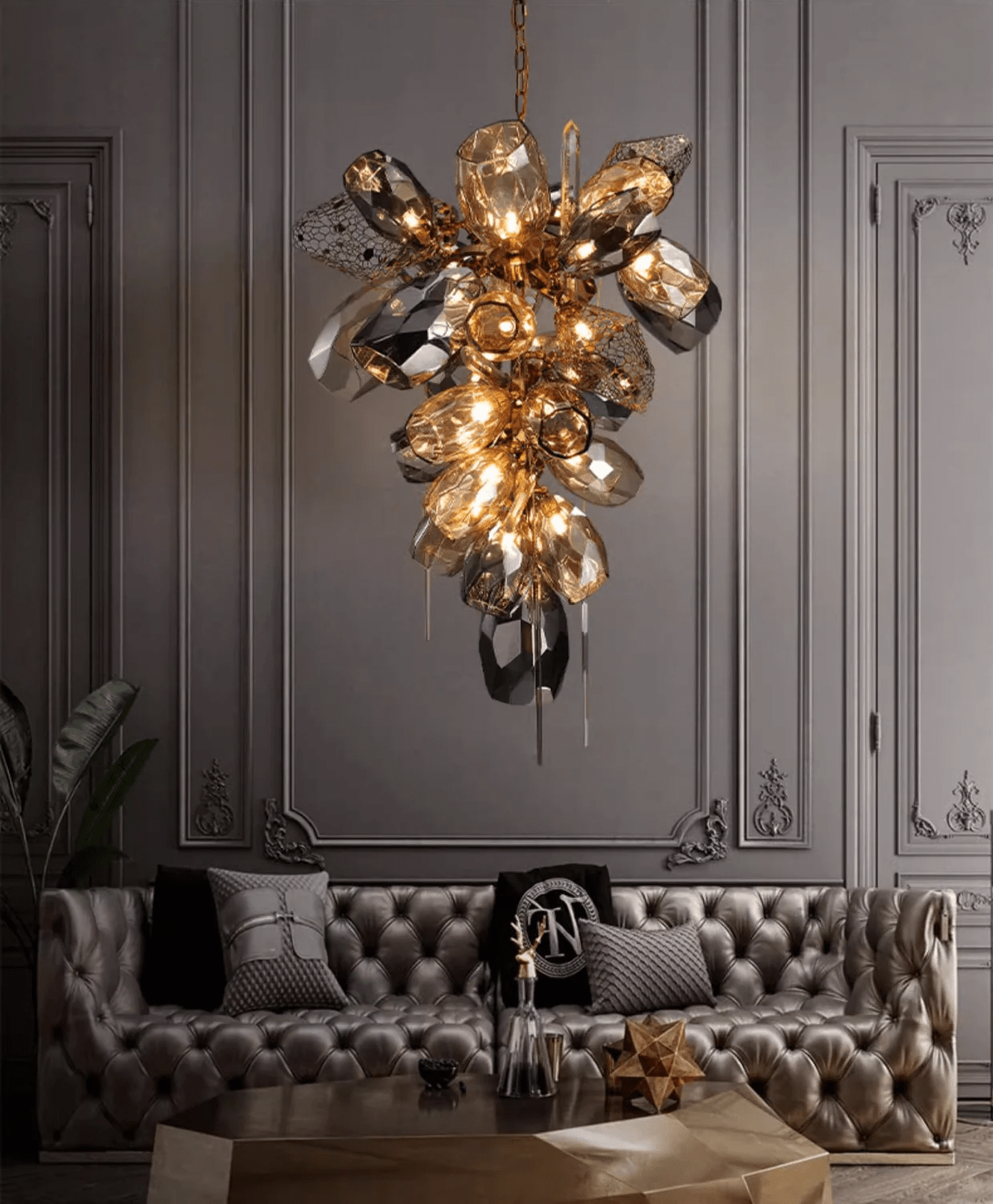 Vespera Smoked Crystal Cluster Chandelier