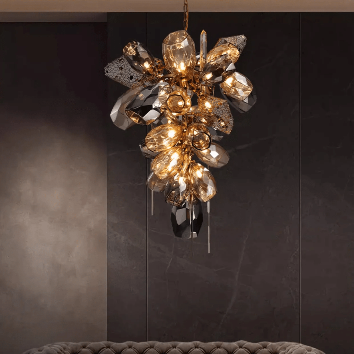 Vespera Smoked Crystal Cluster Chandelier