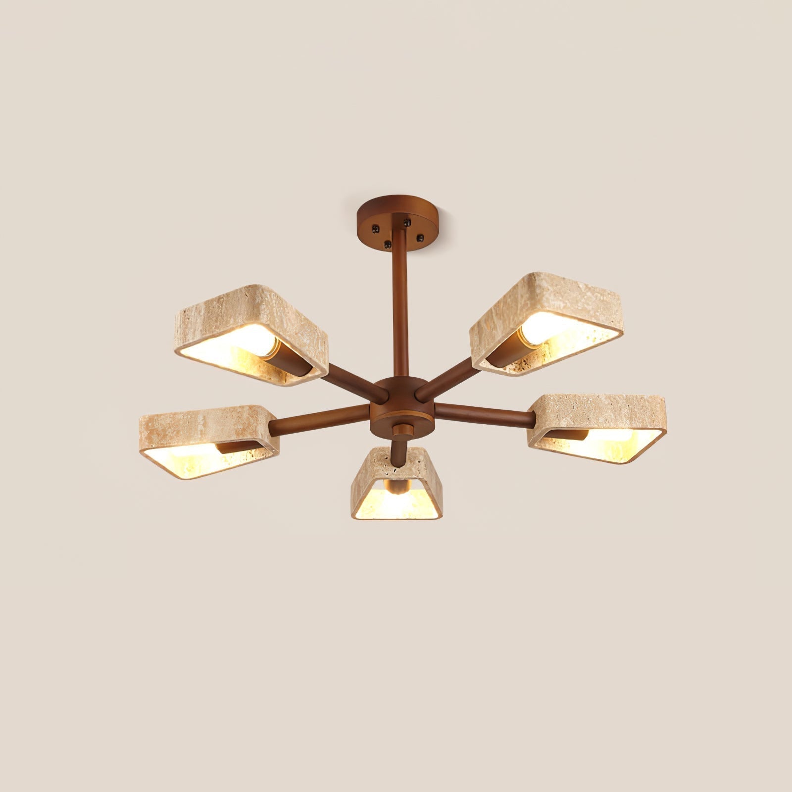 Lyora Geometric Stone Orbit Chandelier