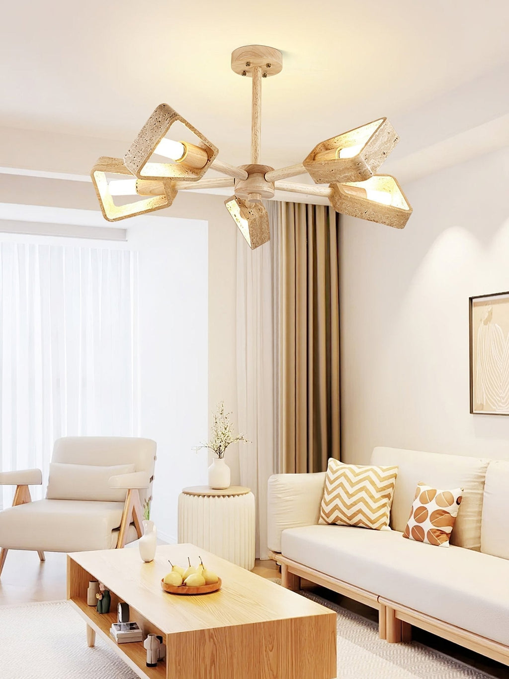 Lyora Geometric Stone Orbit Chandelier