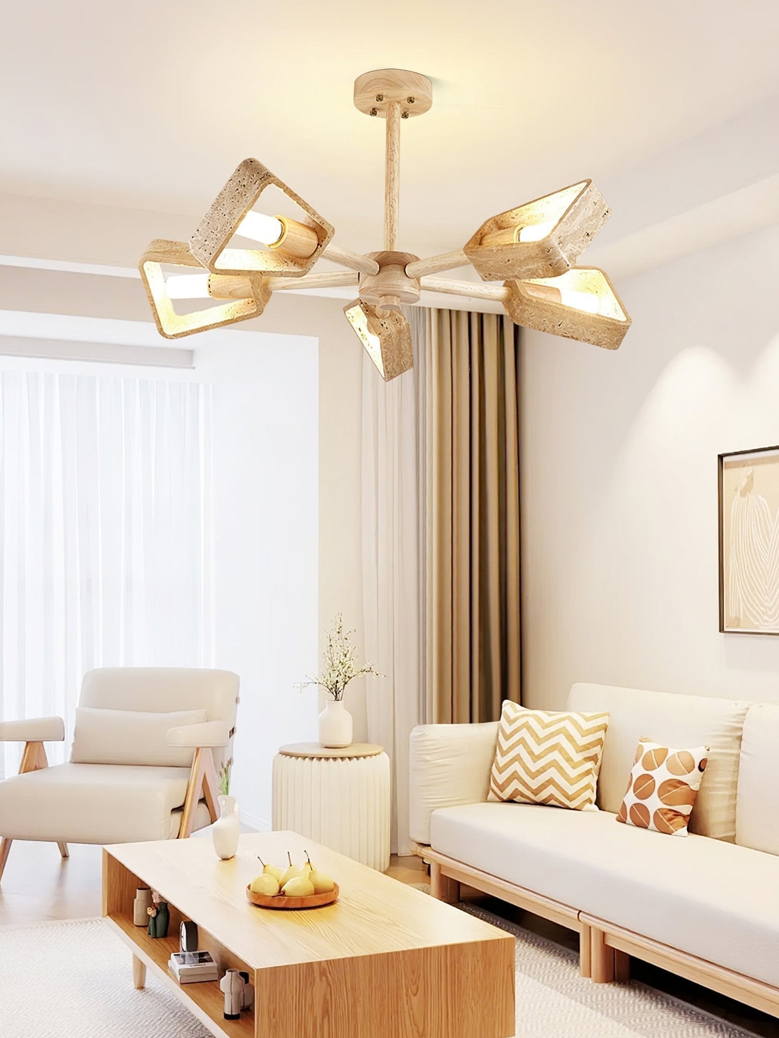 Lyora Geometric Stone Orbit Chandelier