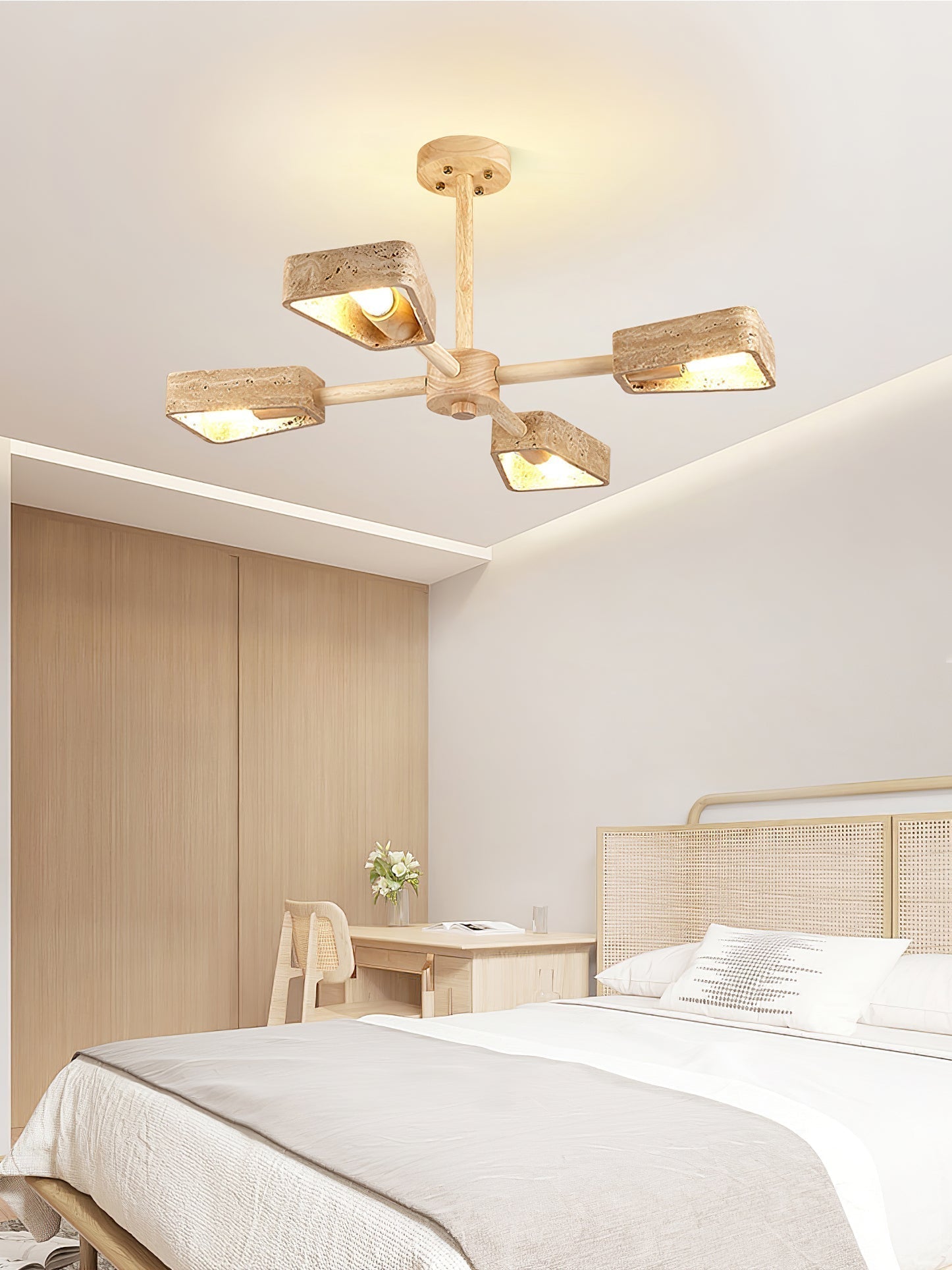 Lyora Geometric Stone Orbit Chandelier