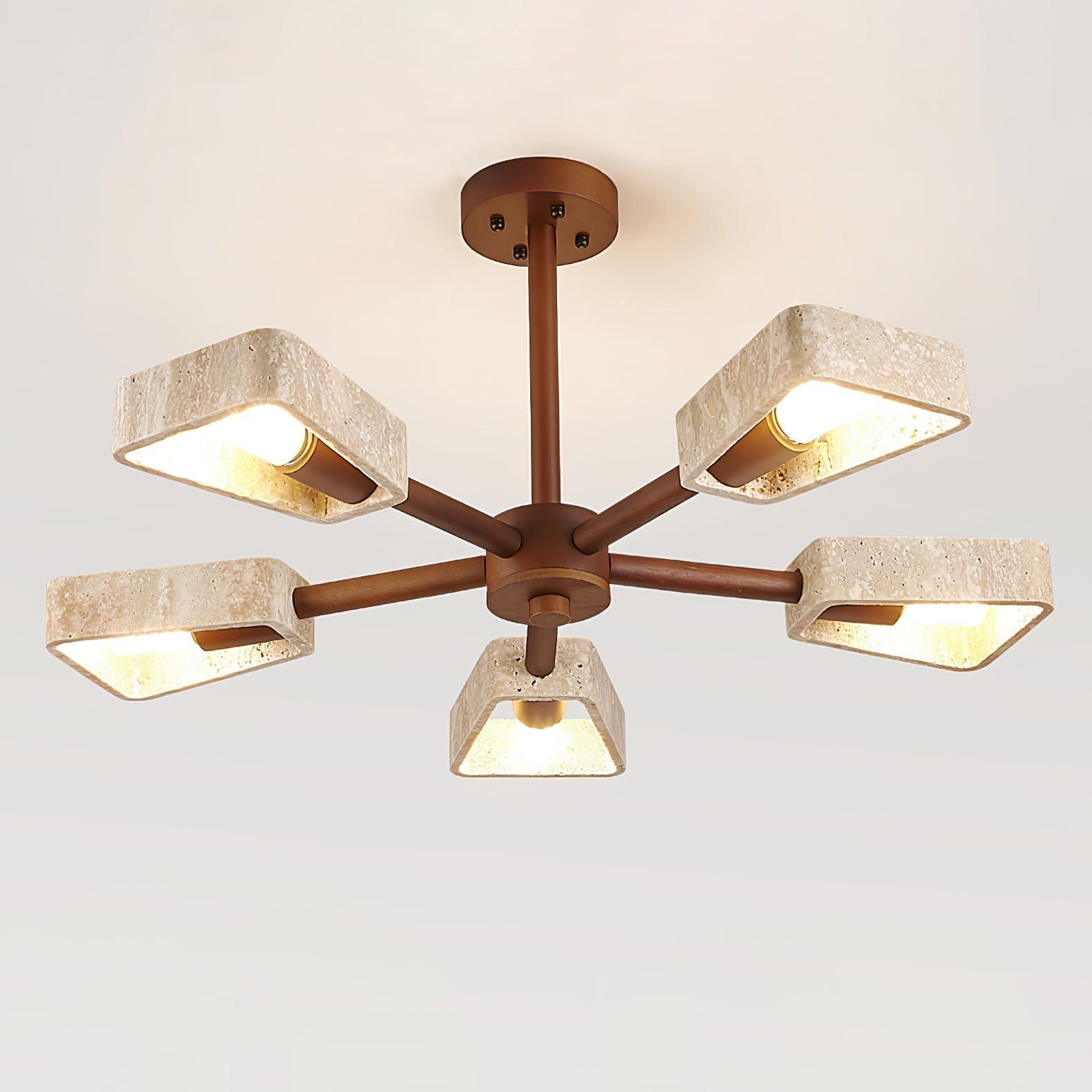Lyora Geometric Stone Orbit Chandelier