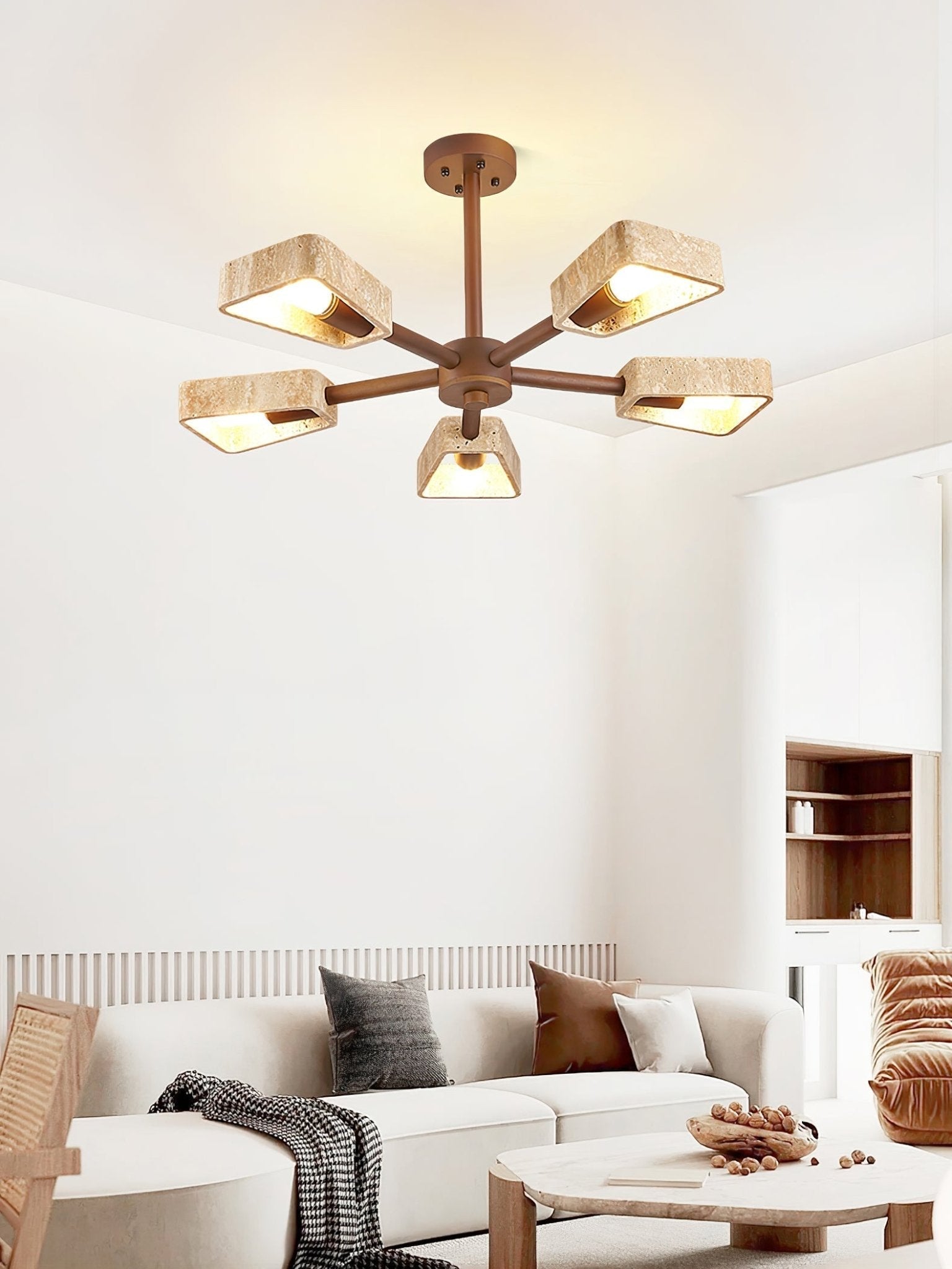 Lyora Geometric Stone Orbit Chandelier