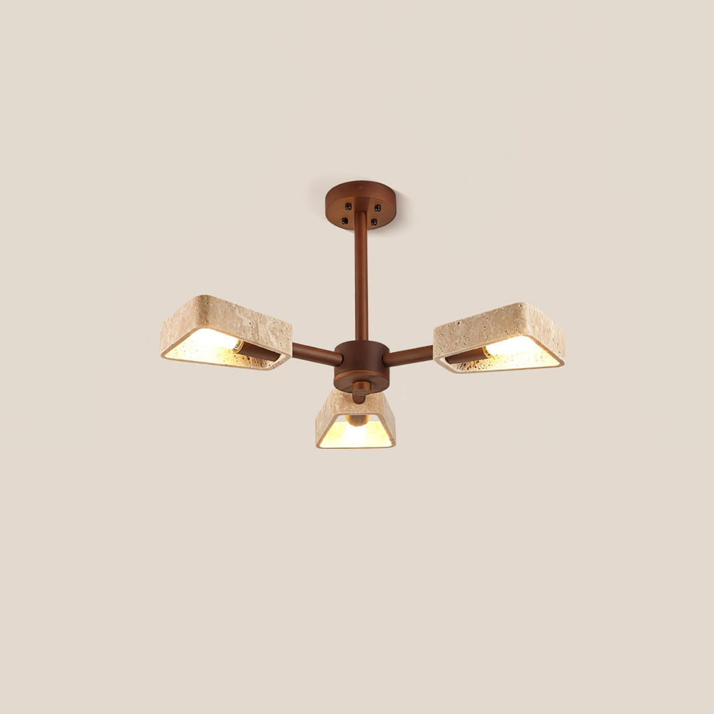 Lyora Geometric Stone Orbit Chandelier