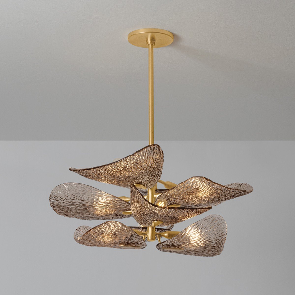 Calista Bronze Petal Glass Chandelier