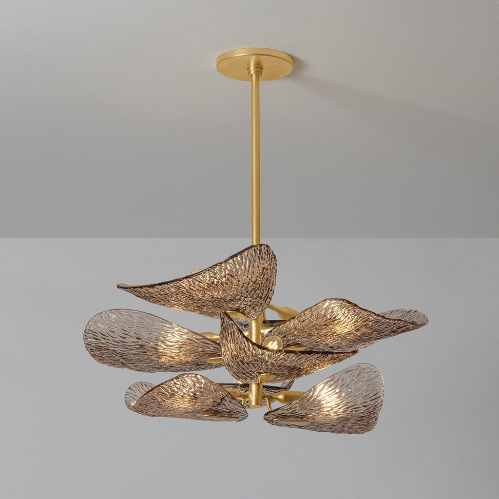 Calista Bronze Petal Glass Chandelier