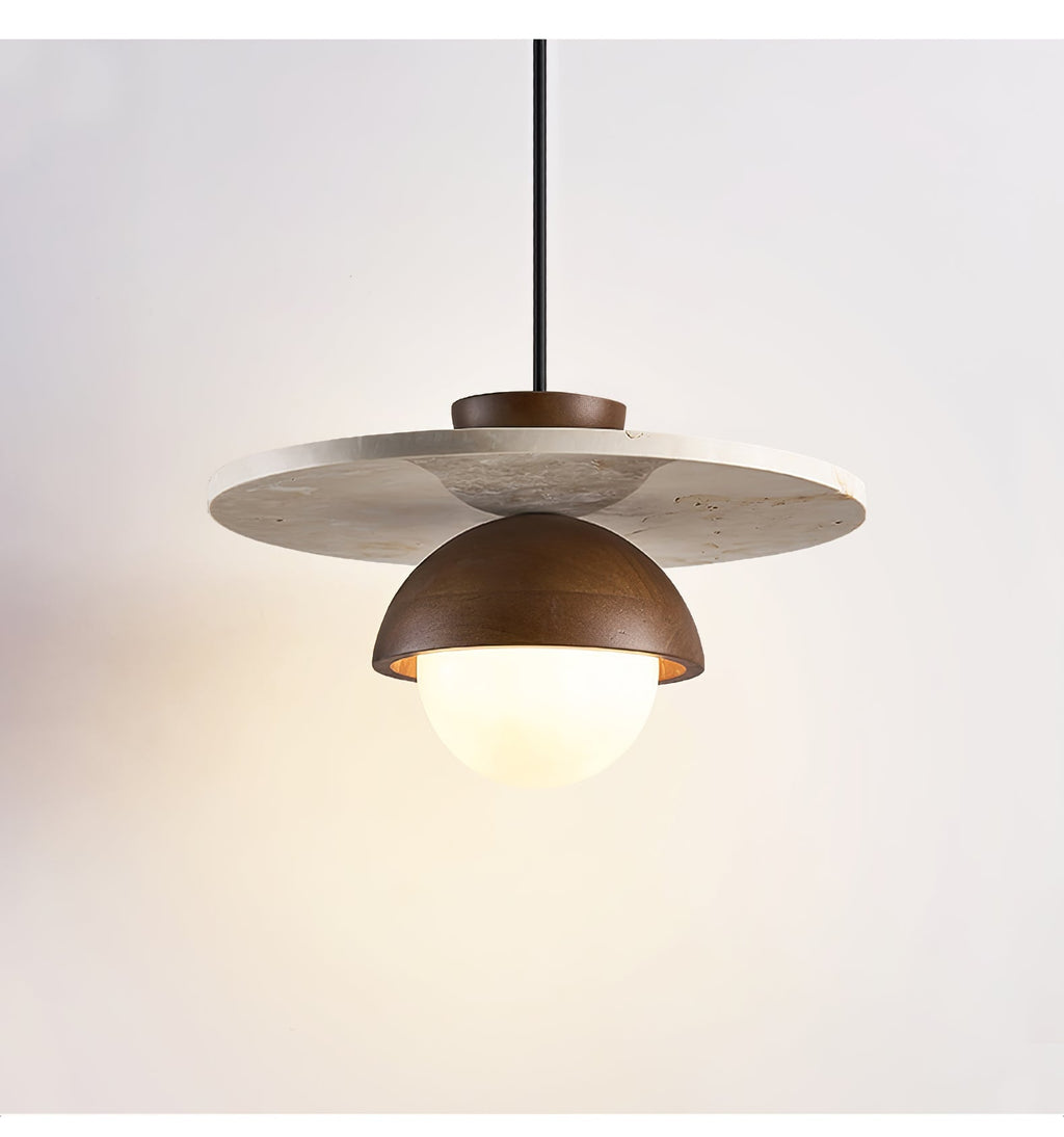 Solara Travertine Glass Pendant Light