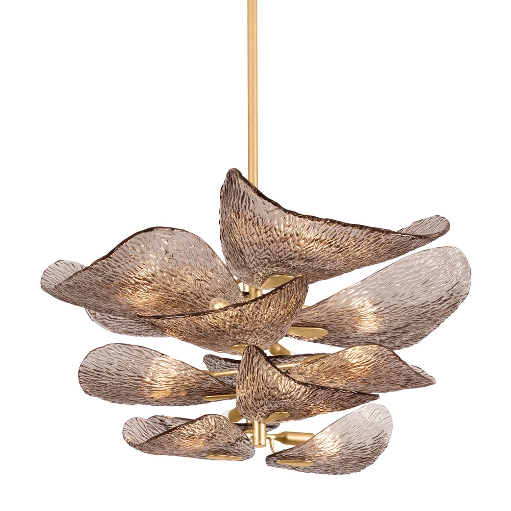 Calista Bronze Petal Glass Chandelier