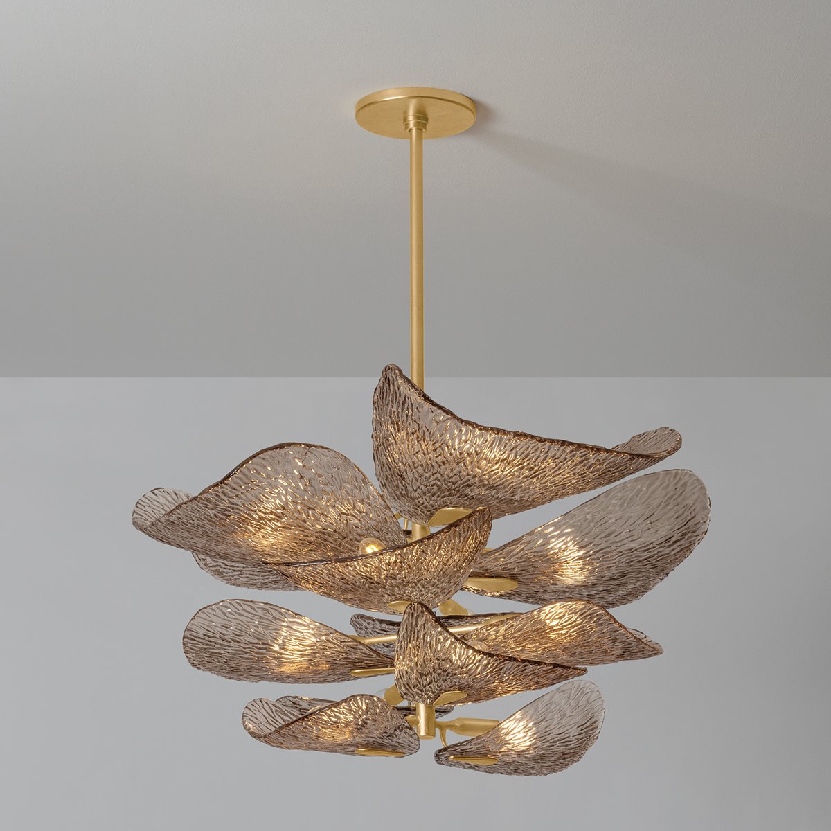 Calista Bronze Petal Glass Chandelier