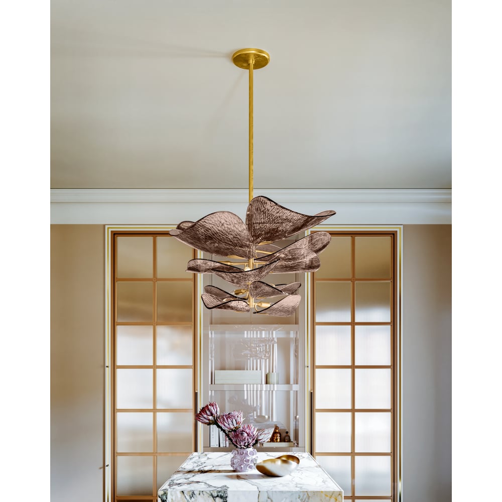 Calista Bronze Petal Glass Chandelier