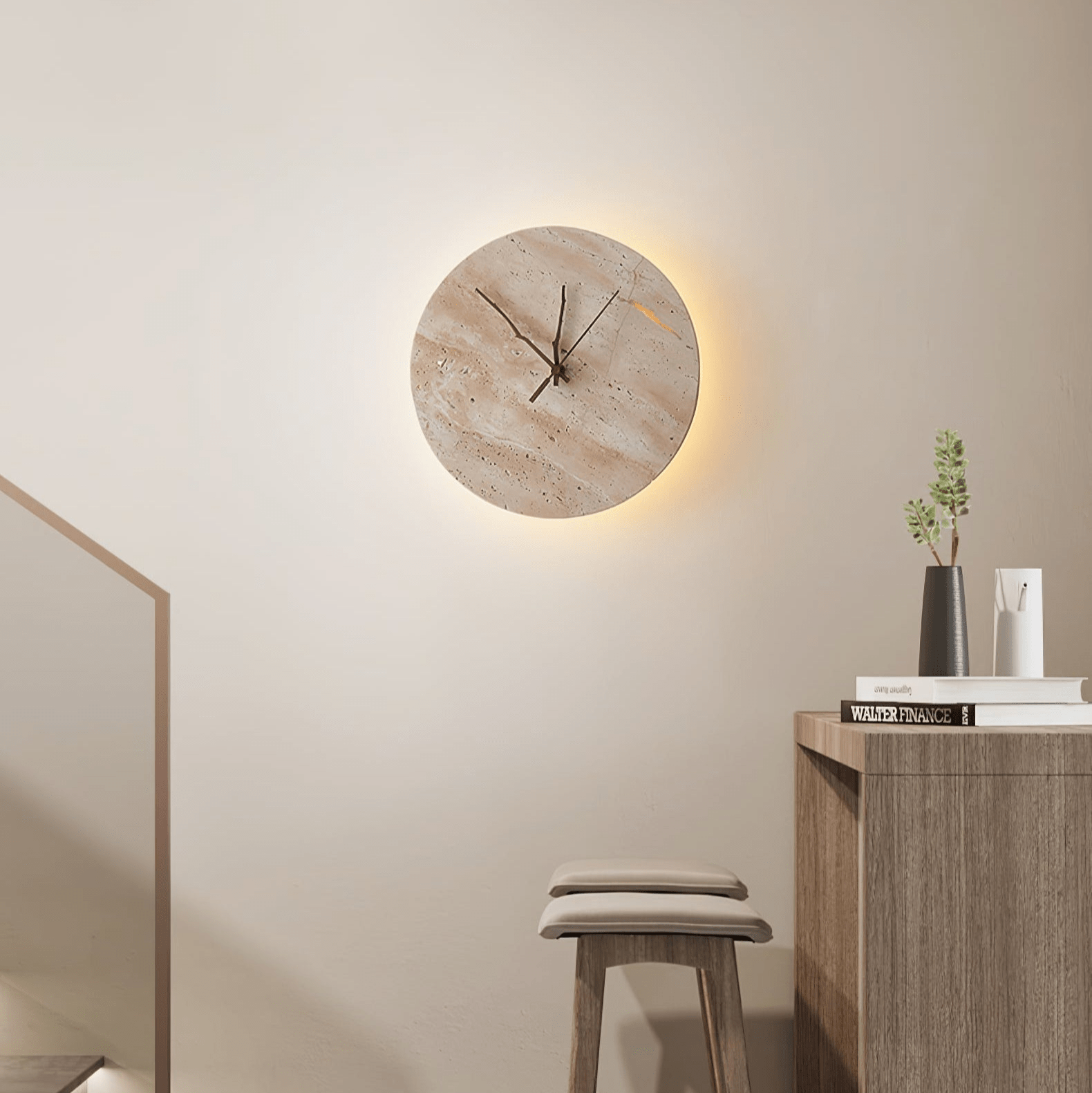 Travertine Aura Wall Clock