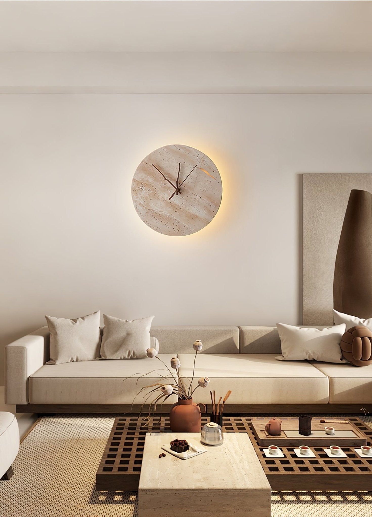Travertine Aura Wall Clock