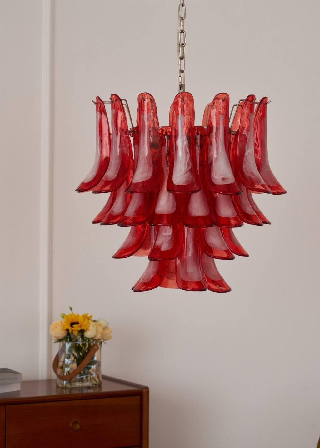 Vintage Crimson Petal Chandelier