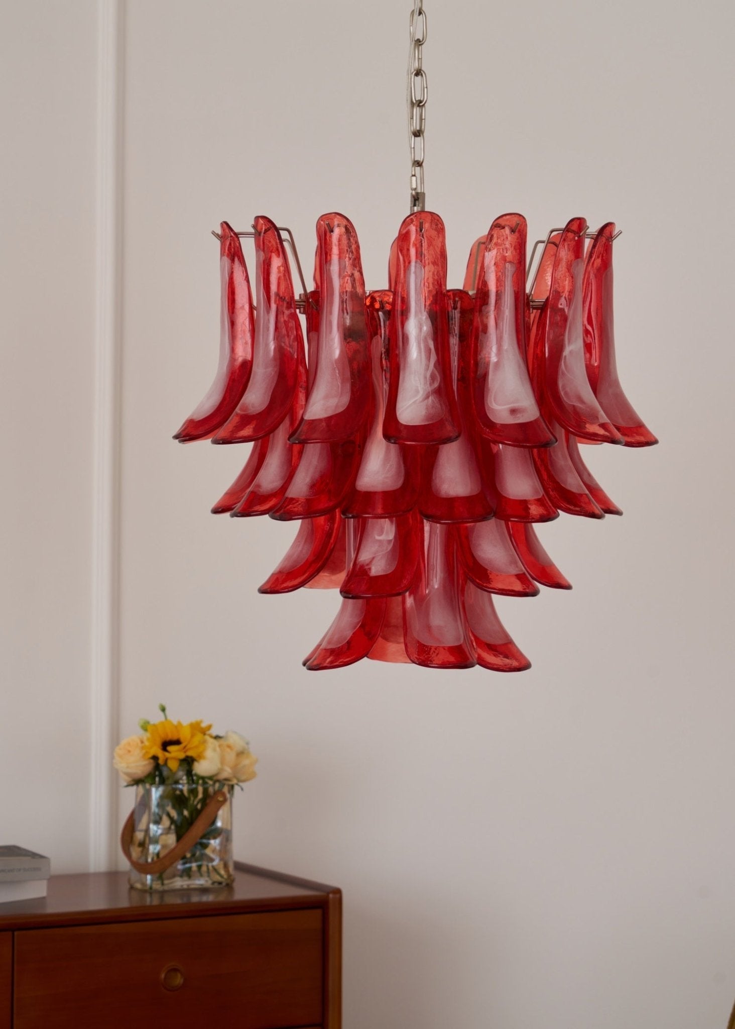 Vintage Crimson Petal Chandelier