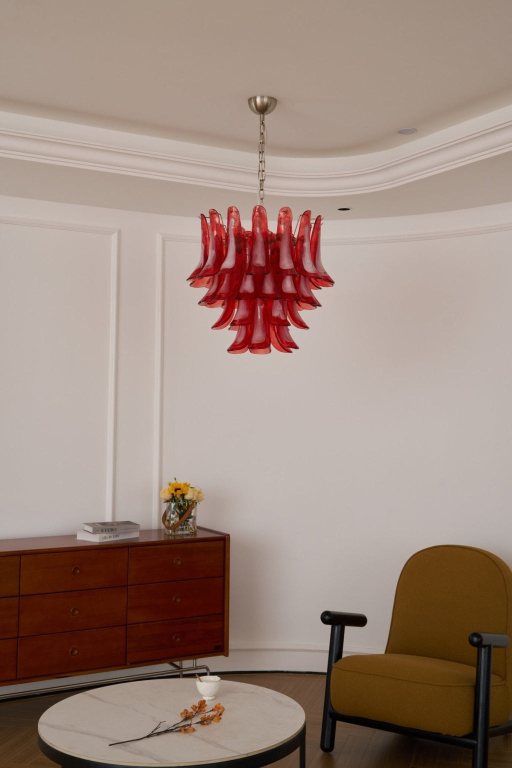 Vintage Crimson Petal Chandelier