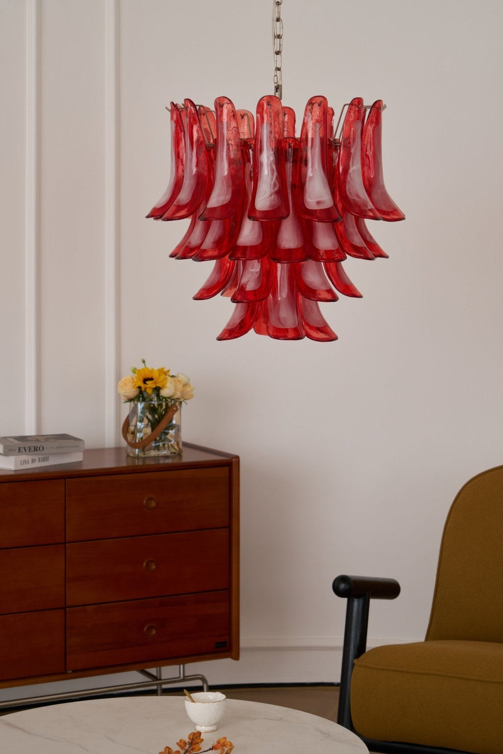 Vintage Crimson Petal Chandelier