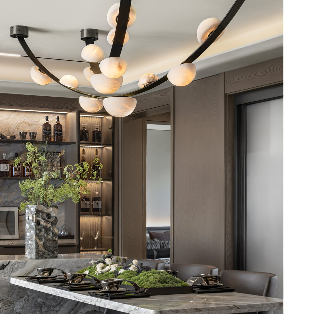 Loria Leather Whisper Alabaster Chandelier