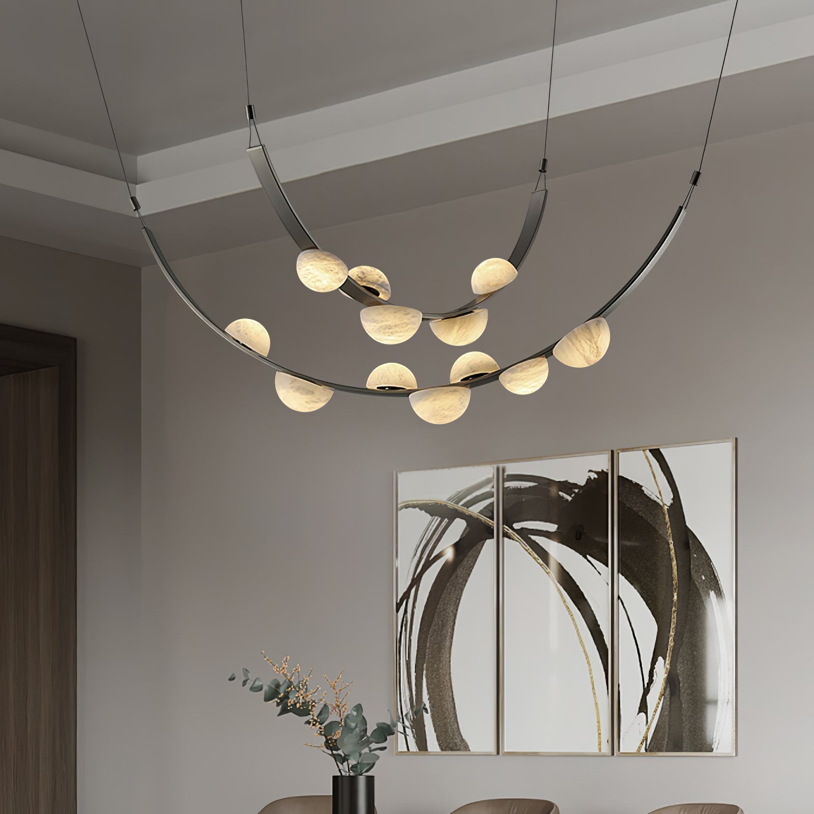 Loria Leather Whisper Alabaster Chandelier