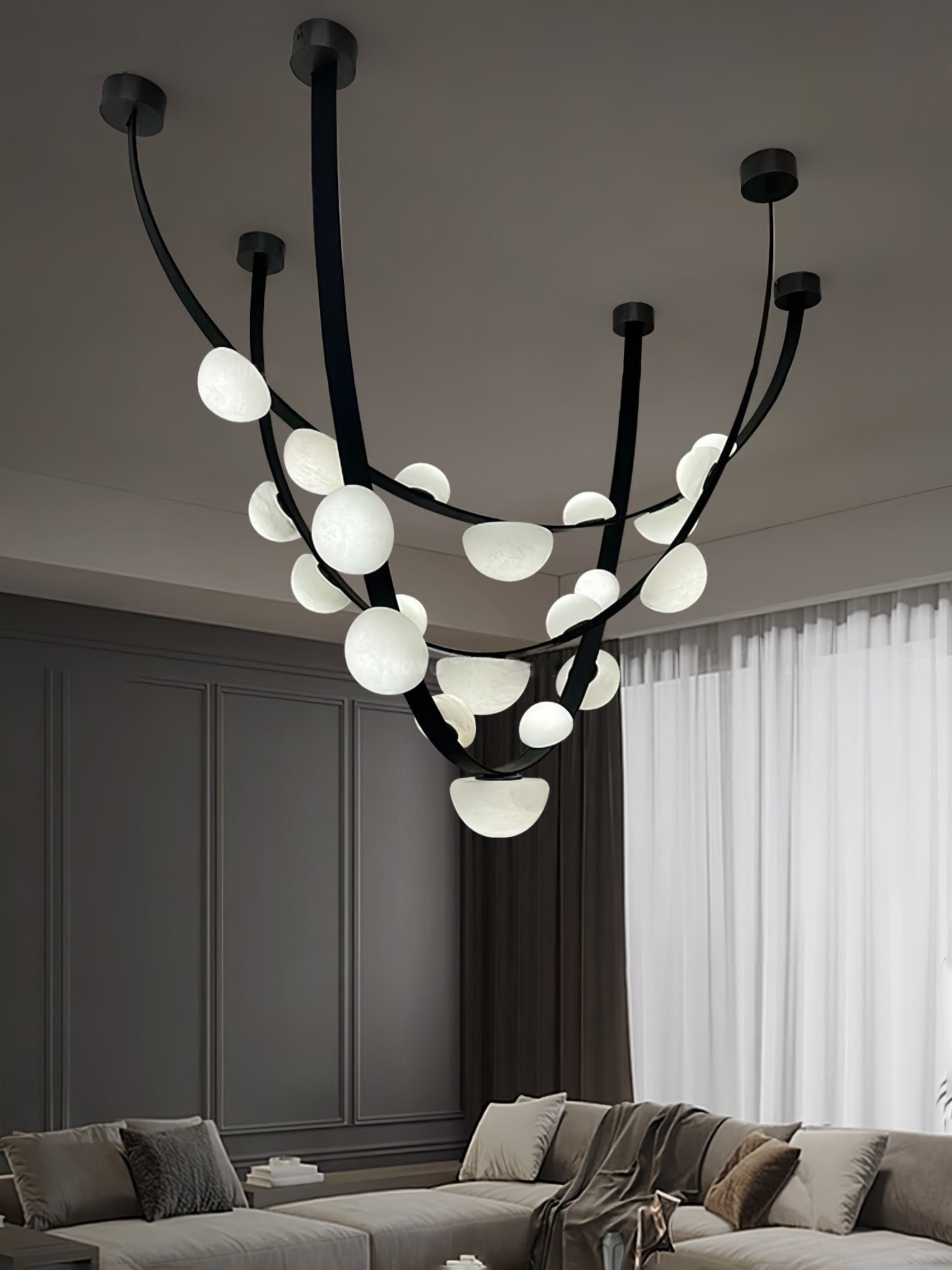 Loria Leather Whisper Alabaster Chandelier