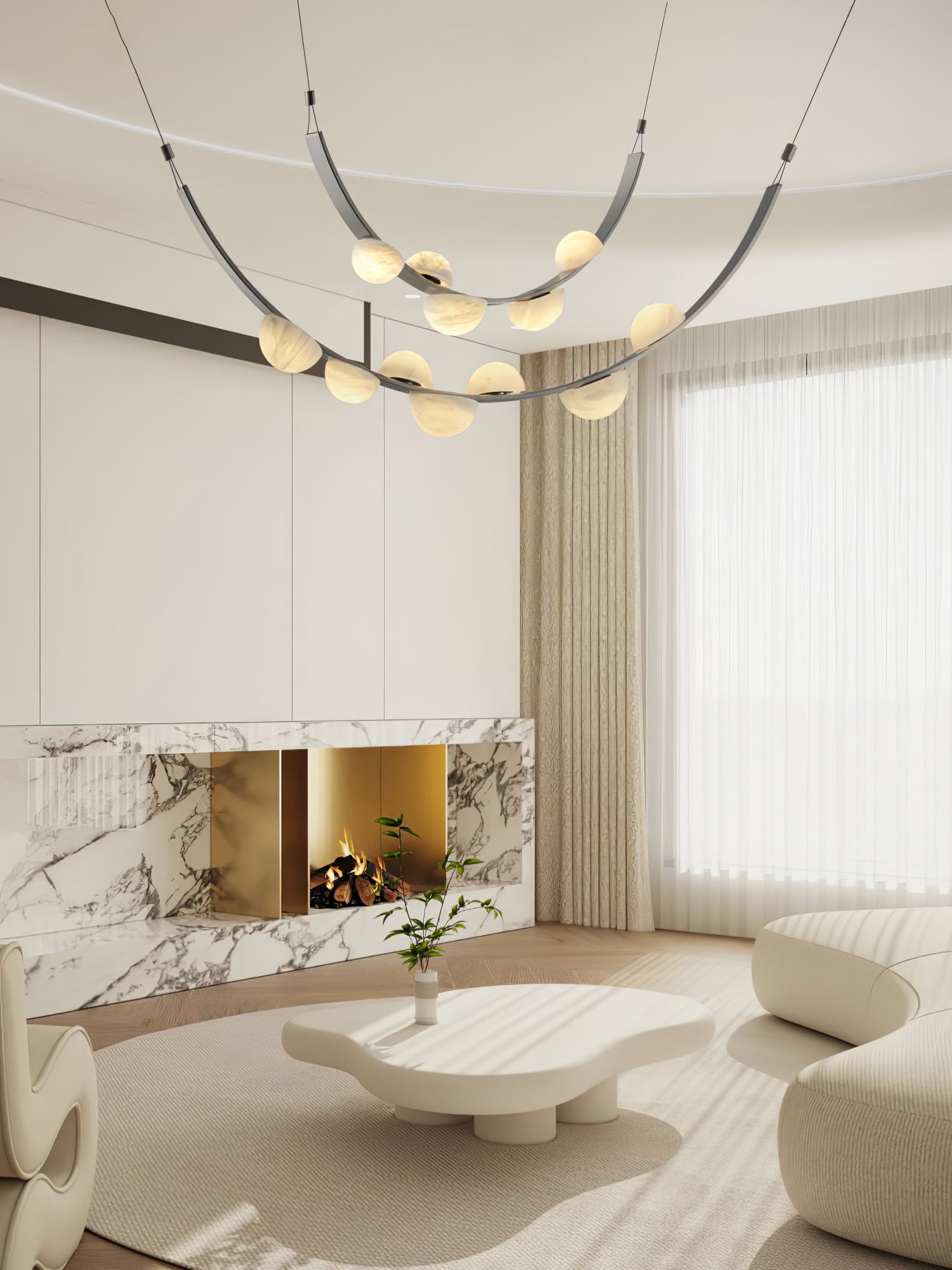 Loria Leather Whisper Alabaster Chandelier