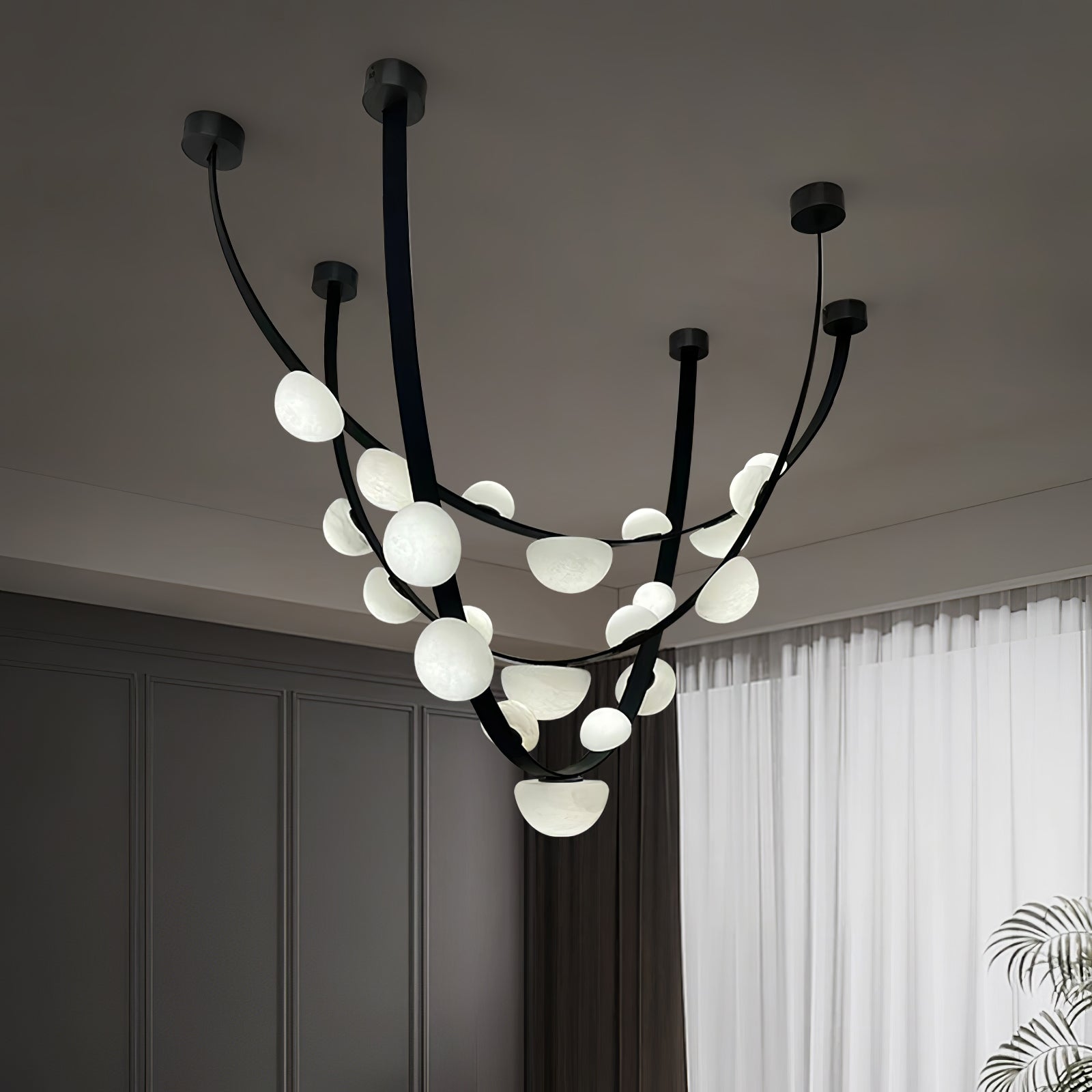 Loria Leather Whisper Alabaster Chandelier