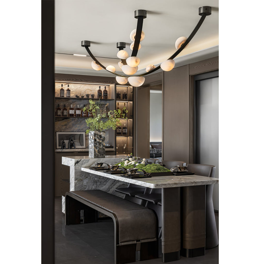 Loria Leather Whisper Alabaster Chandelier
