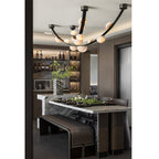 Loria Leather Whisper Alabaster Chandelier