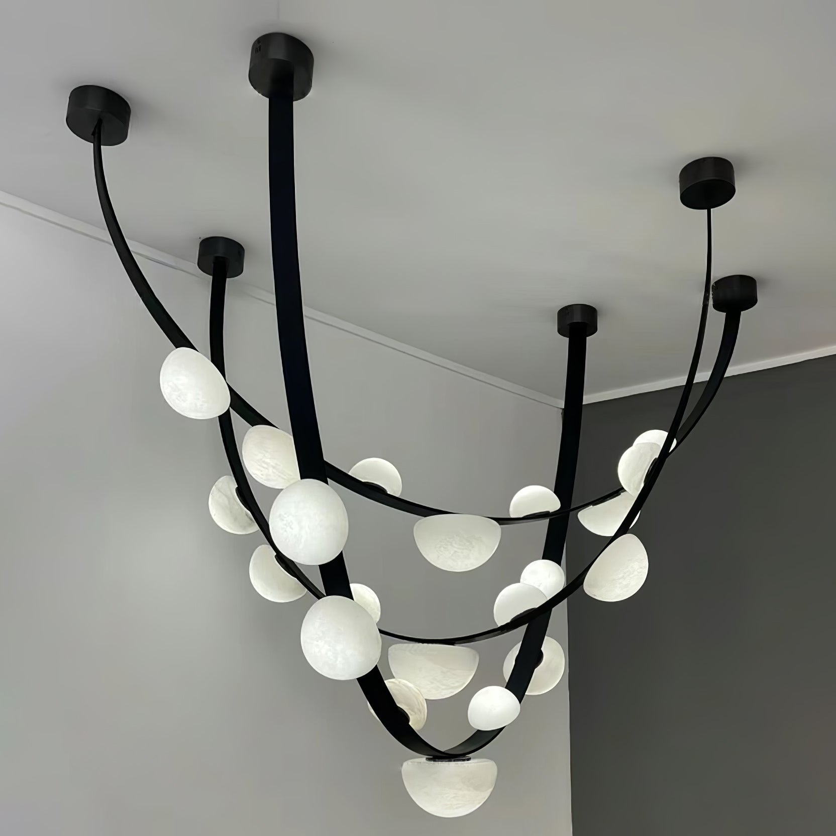 Loria Leather Whisper Alabaster Chandelier