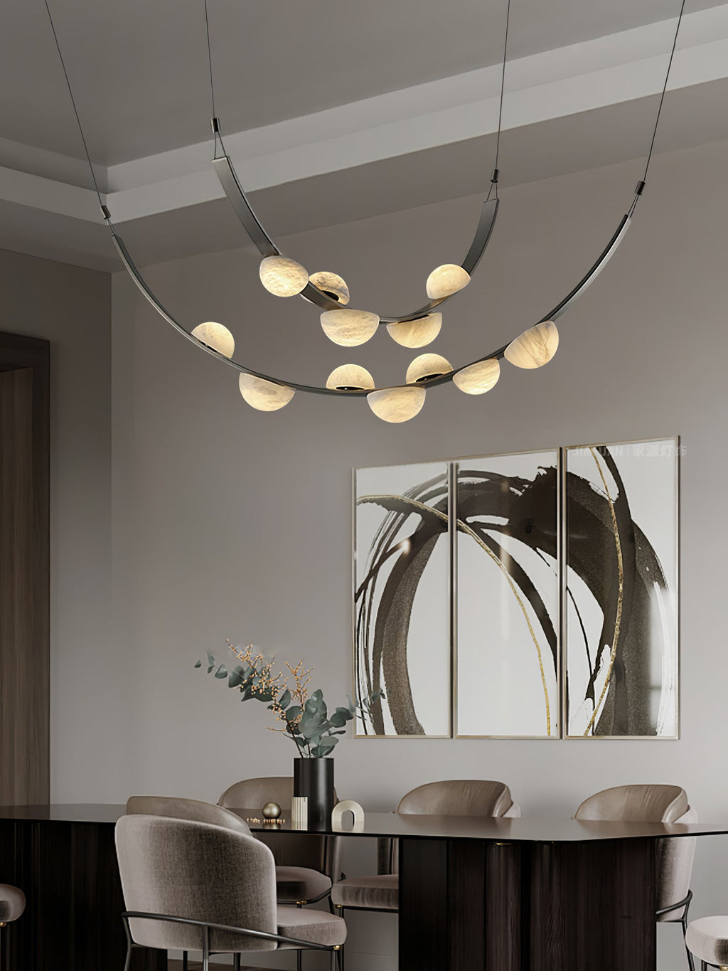 Loria Leather Whisper Alabaster Chandelier